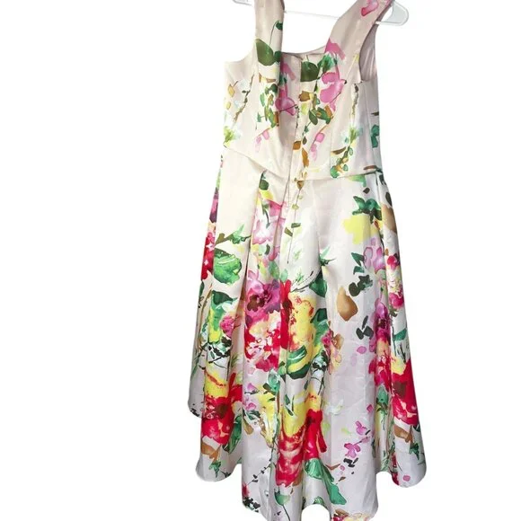 Alfred Sung Blush Bouquet Floral Hi-Low Dress Floral size M Sateen Twill Cocktai - Picture 4 of 16